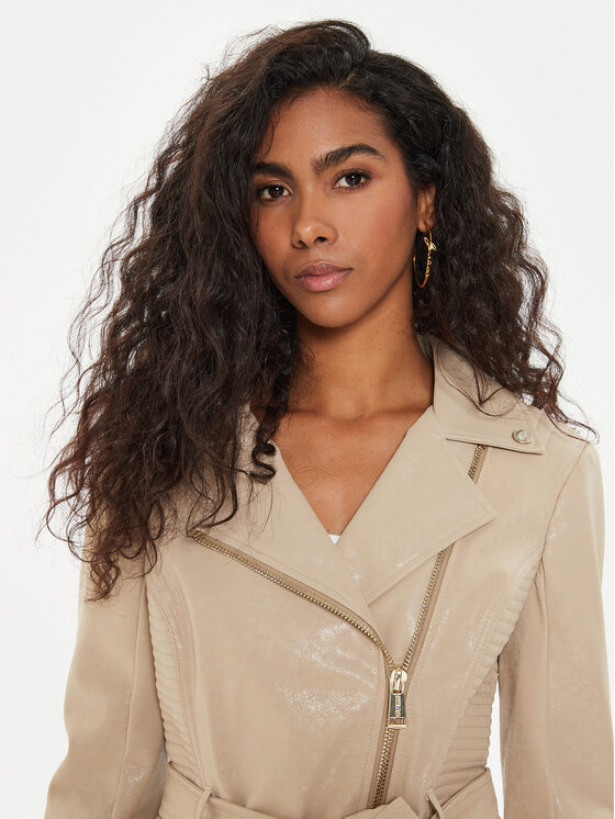 Guess Guess Lederjacke W4YL10 WGAF0 Beige Regular Fit