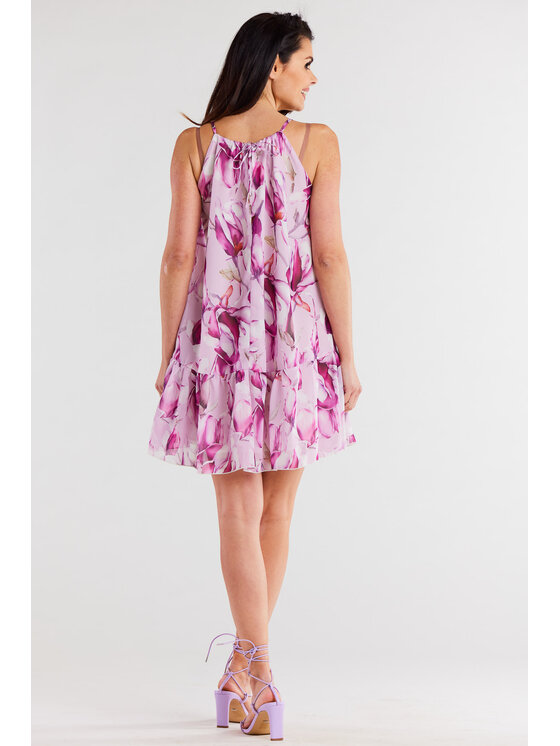 Awama Awama Sukienka letnia A499 Różowy Basic Fit