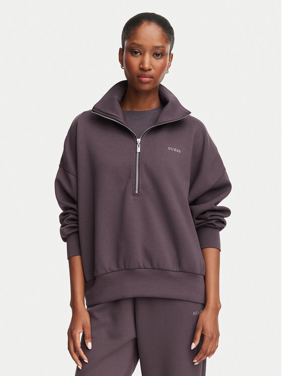 Guess Majica dugih rukava V6YQ25 K4801 Smeđa Regular Fit