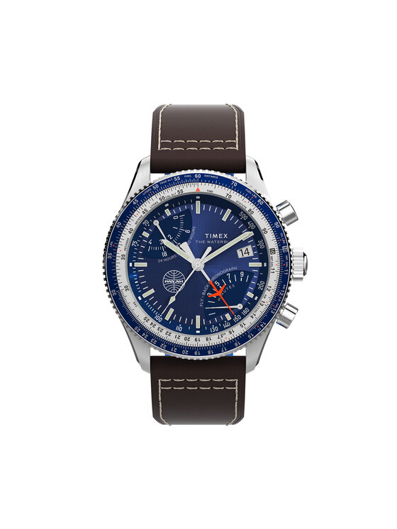 Timex Timex Ročna ura Fly Back Chronograph x Pan Am® TW2W97200 Rjava