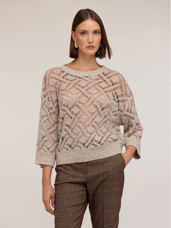 Motivi Motivi Sweter M487W004199N002 Kremowy Boxy Fit