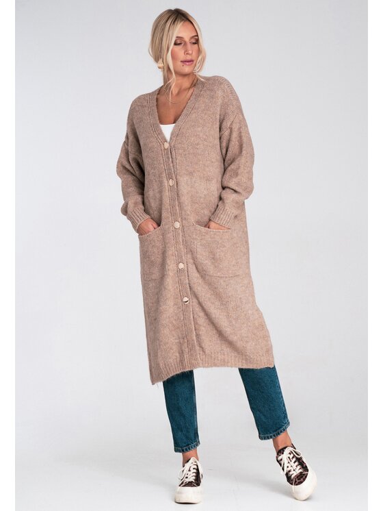 FIGL FIGL Kardigan M1237 Hnědá Regular Fit