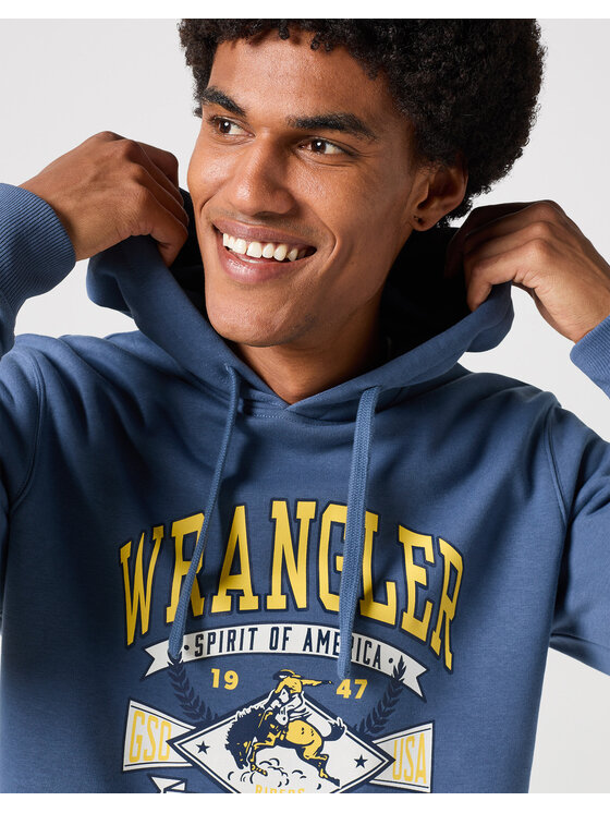 Wrangler Wrangler Bluza GRAPHIC HOODIE Niebieski Regular Fit