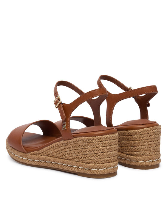Tommy Hilfiger Tommy Hilfiger Espadrile Th Monogram Leather Wedge Espadrilles FW0FW09340 Maro