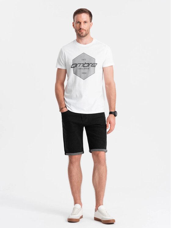 Ombre Ombre T-Shirt OM-TSPT-0141 Biały Regular Fit