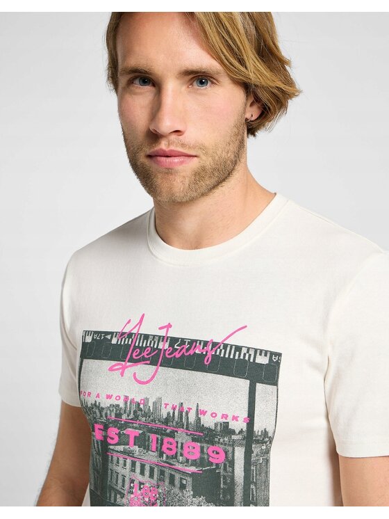Lee Lee T-Shirt UTILITY ARTIST TEE 112355579 Écru Regular Fit