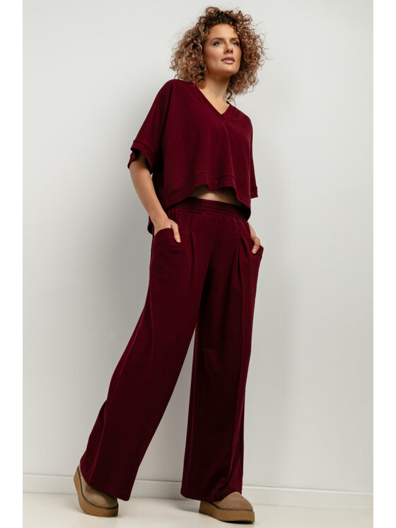 Tessita Tessita Bluza T416/9/XS-S Bordowy Loose Fit