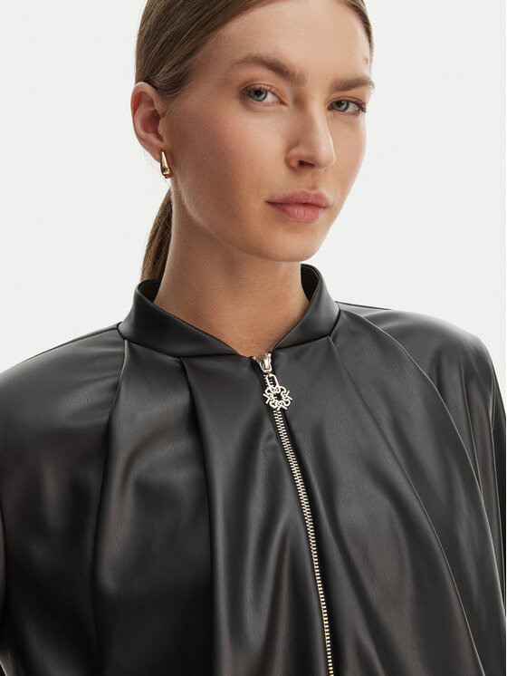 Rinascimento Rinascimento Яке от имитация на кожа CFC0127530003 Черен Relaxed Fit