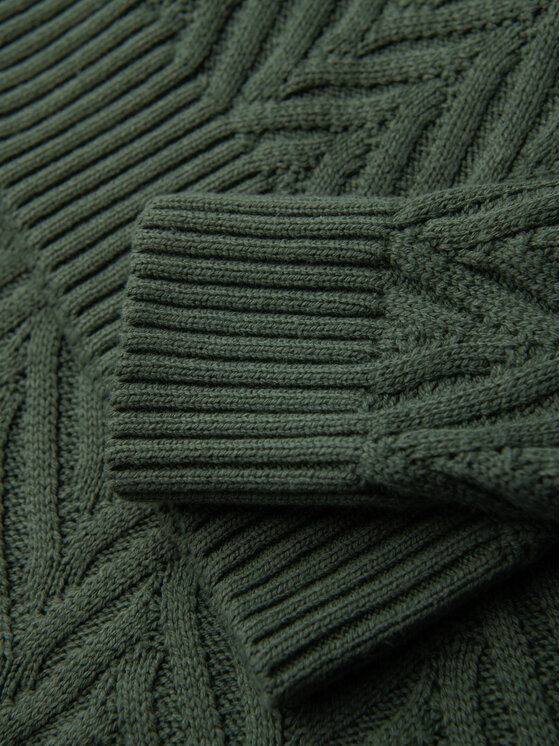 Ombre Ombre Sweter OM-SWSW-0147 Zielony Regular Fit