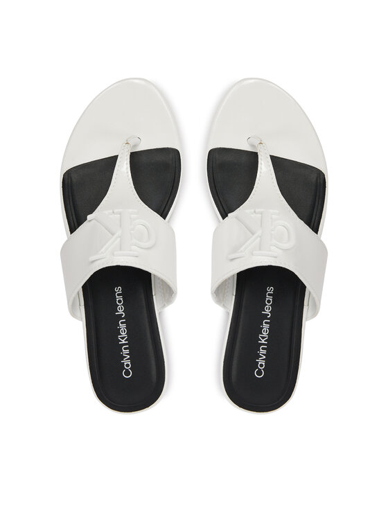 Calvin Klein Jeans Calvin Klein Jeans Σαγιονάρες Flat Sandal Slide Toepost Mg Met YW0YW01342 Λευκό