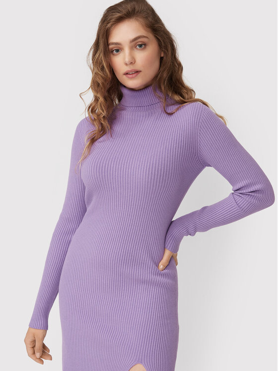 Kontatto Kontatto Trikotažinė suknelė 3M7616 Violetinė Slim Fit