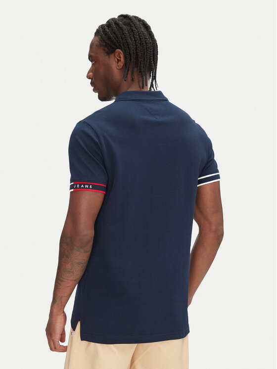 Tommy Jeans Tommy Jeans Pólóing Flag Cuff DM0DM21306 Sötétkék Slim Fit