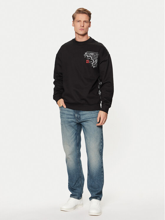 HUGO HUGO Majica dugih rukava Derumkek 50532094 Crna Relaxed Fit