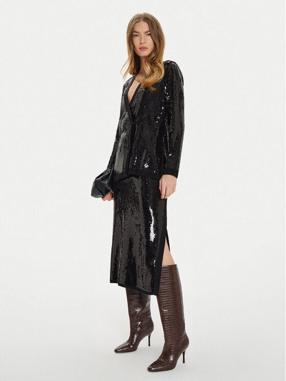 TWINSET TWINSET Spódnica midi 242TT3142 Czarny Straight Fit