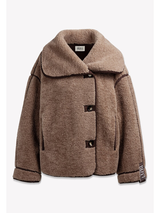 BIZUU BIZUU Svetr ASIE LAPPEL JACKET Hnědá Standard Fit