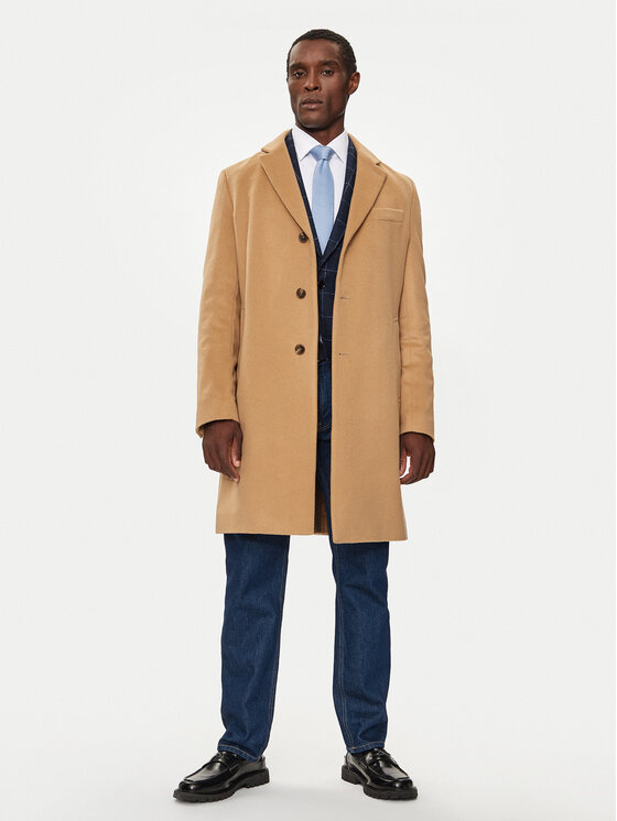 Boss Vlnený kabát H-Hyde 50525739 Béžová Slim Fit