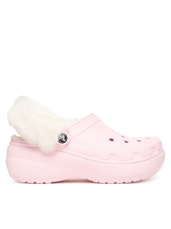 Crocs Crocs Klapki Classic Platform Fuzz Lined Clog 212854 Różowy