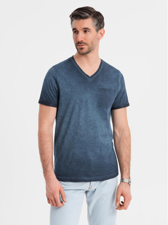 Ombre Ombre T-Shirt OM-TSWT-0242 Granatowy Regular Fit
