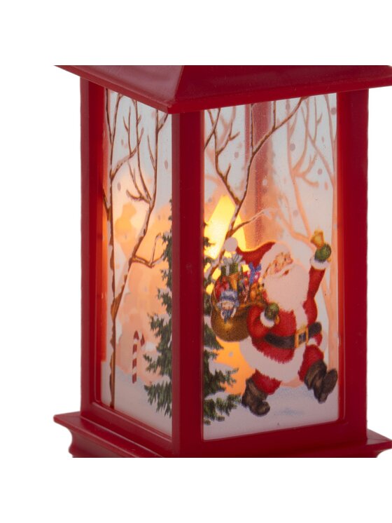 MIAhome MIAhome Lampion świąteczny LED z Mikołajem Czerwony