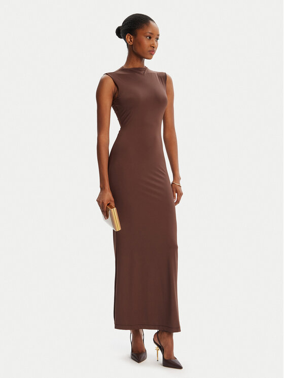 Bardot Bardot Sukienka koktajlowa Veneda High Neck 59948DB Brązowy Slim Fit