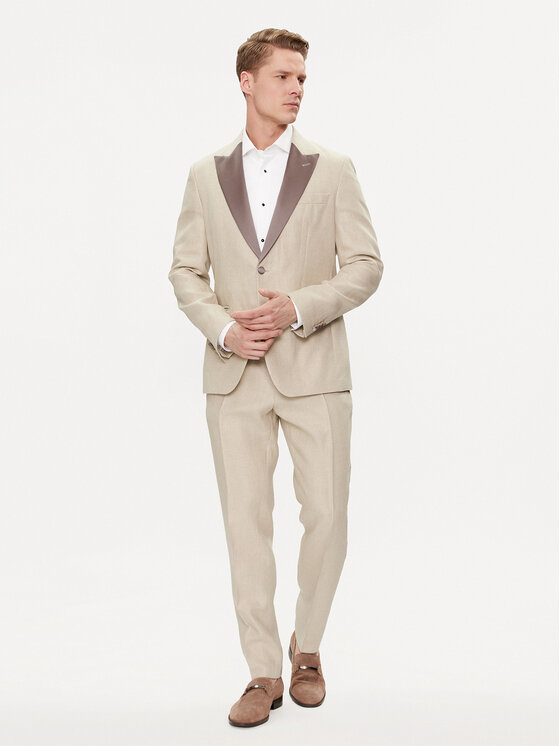 Boss Oblek H-Huge-Tux-242 50514661 Béžová Slim Fit