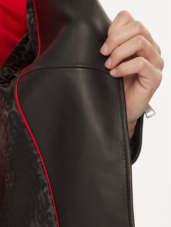 HUGO Hugo Kurtka skórzana Lujana 50512604 Czarny Regular Fit