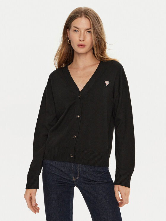 Guess Jeans Guess Jeans Kardigán W4BR16 Z3HO2 Fekete Regular Fit