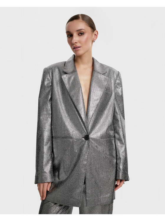 OPRA OPRA Marynarka OPR-BLAZER-SILVER Srebrny Regular Fit