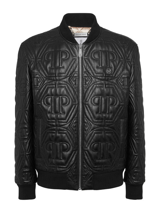 PHILIPP PLEIN PHILIPP PLEIN Kurtka skórzana 26041 Czarny Regular Fit