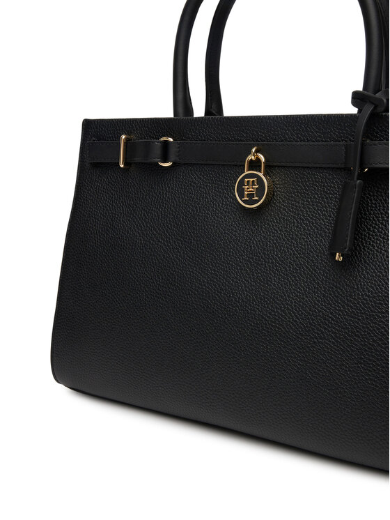 Tommy Hilfiger Tommy Hilfiger Torbica American Icon Tote Leather AW0AW17185 Crna
