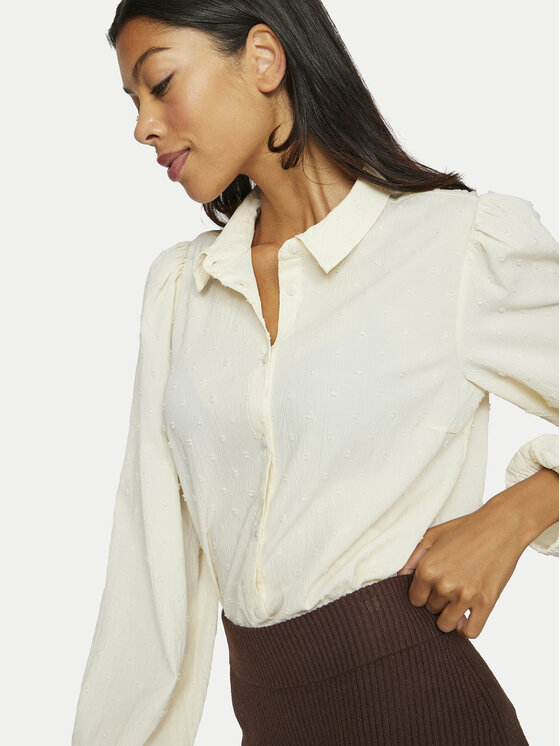 Vila Vila Camicia Brietta 14102572 Écru Regular Fit