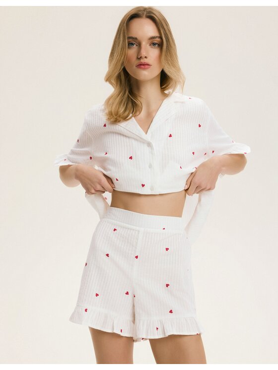 Esotiq Esotiq Piżama 45193 Biały Regular Fit