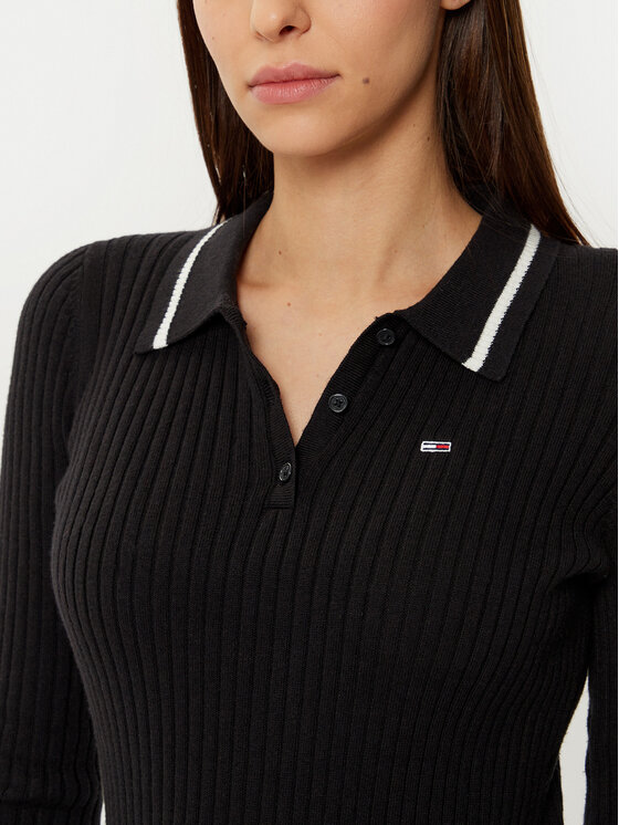 Tommy Jeans Tommy Jeans Rochie tricotată DW0DW19476 Negru Slim Fit