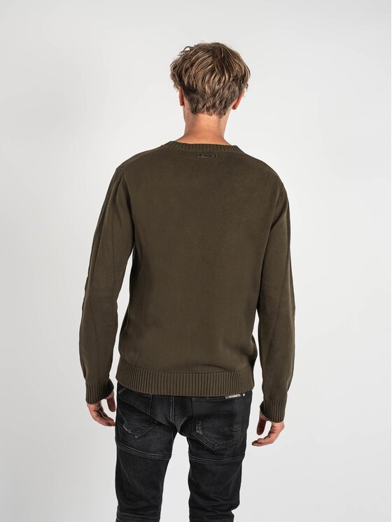 Les Hommes Les Hommes Πουλόβερ LKK112-603A | Jumper with Nylon Χακί Regular Fit