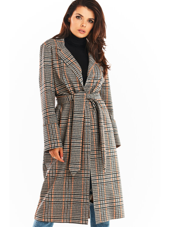 Awama Awama Płaszcz A368 Granatowy Basic Fit