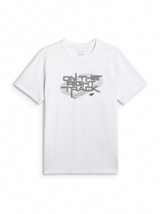 4F 4F T-Shirt MONOCHROME MOVEMENT Biały Regular Fit