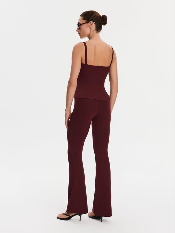 Nudyess Nudyess Top Alex z prążka Bordowy Slim Fit