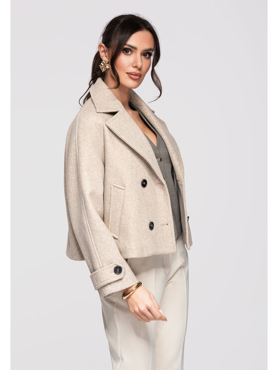 Ombre Ombre Kurtka przejściowa OW-JANP-0129 Beżowy Regular Fit