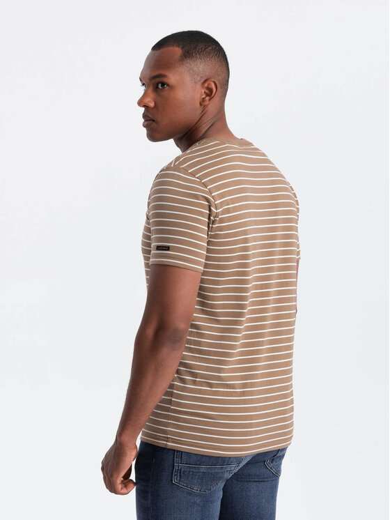 Ombre Ombre T-Shirt OM-TSCT-0183 Brązowy Regular Fit