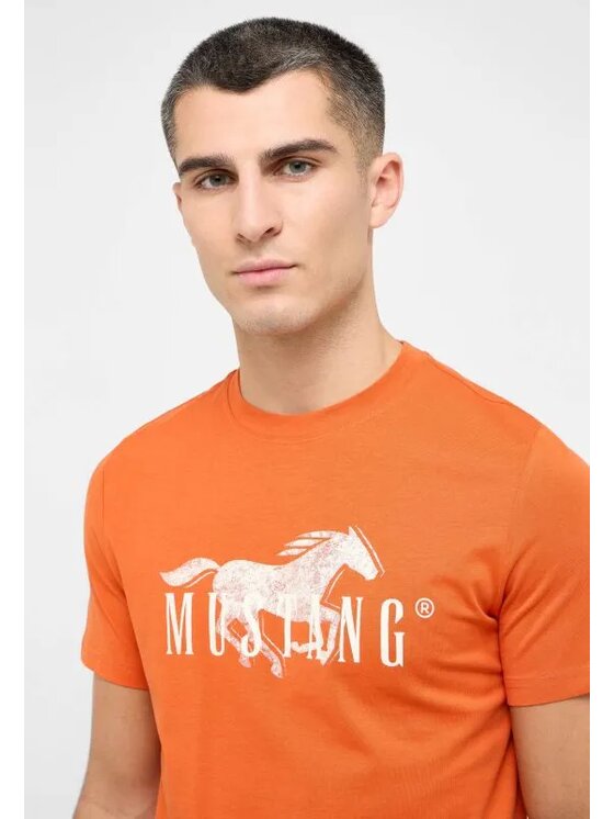 Mustang Mustang T-Shirt Style Austin Pomarańczowy Regular Fit