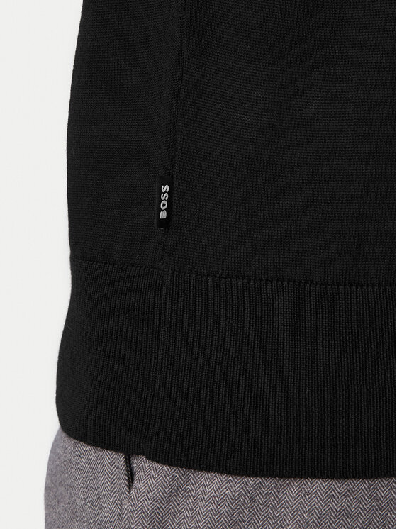 BOSS BOSS Bluză cu gât H-Musso 50565517 Negru Regular Fit