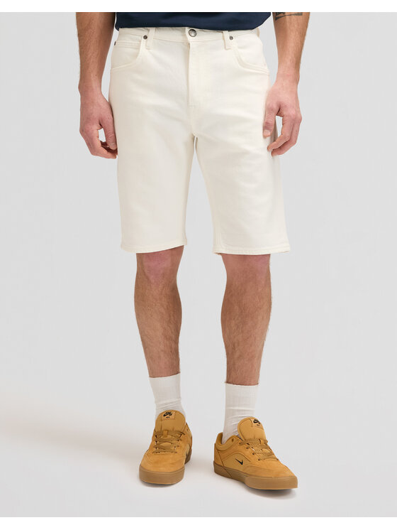 Lee Lee Szorty jeansowe 5 POCKET SHORT Biały Straight Leg