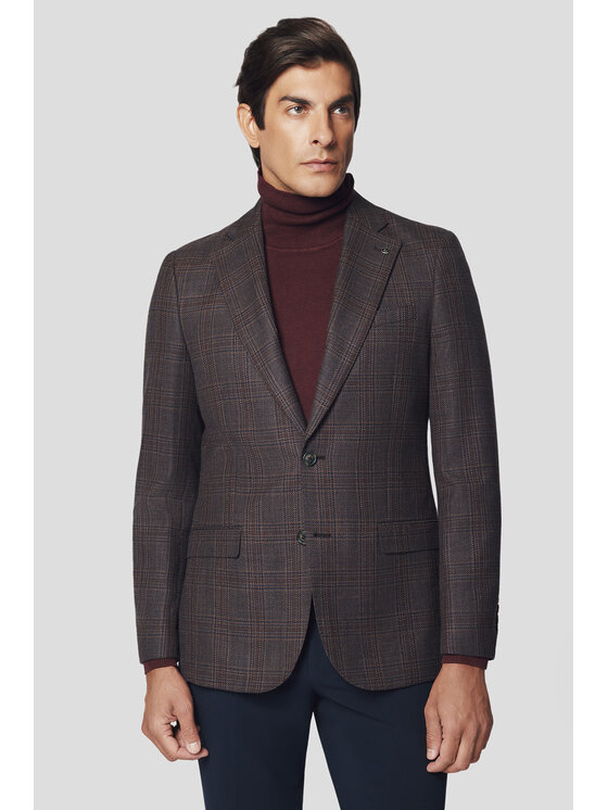 Lancerto Lancerto Marynarka Largo MA073224000003 Brązowy Slim Fit