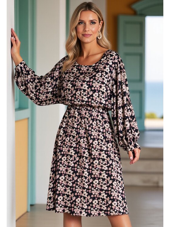 FIGL FIGL Každodenné šaty M1128 Čierna Casual Fit