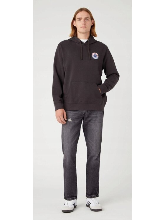Wrangler Wrangler Bluza Logo Hoodie Czarny Hoodie Fit