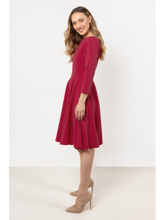 Awama Awama Sukienka koktajlowa A707 Bordowy Basic Fit