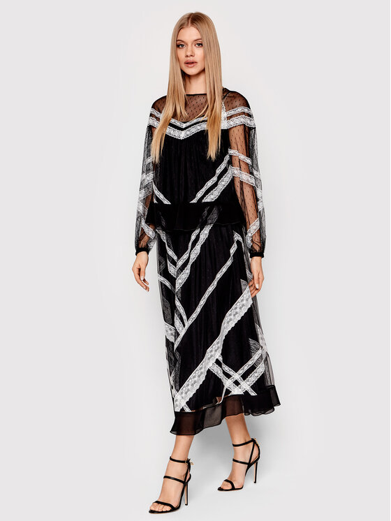 TWINSET TWINSET Tüllszoknya 221TP2173 Fekete Regular Fit