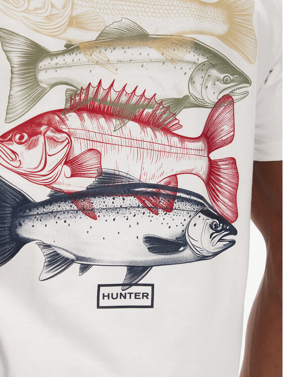Hunter Hunter T-krekls Raasay Graphic HARM0034251 Balts Regular Fit