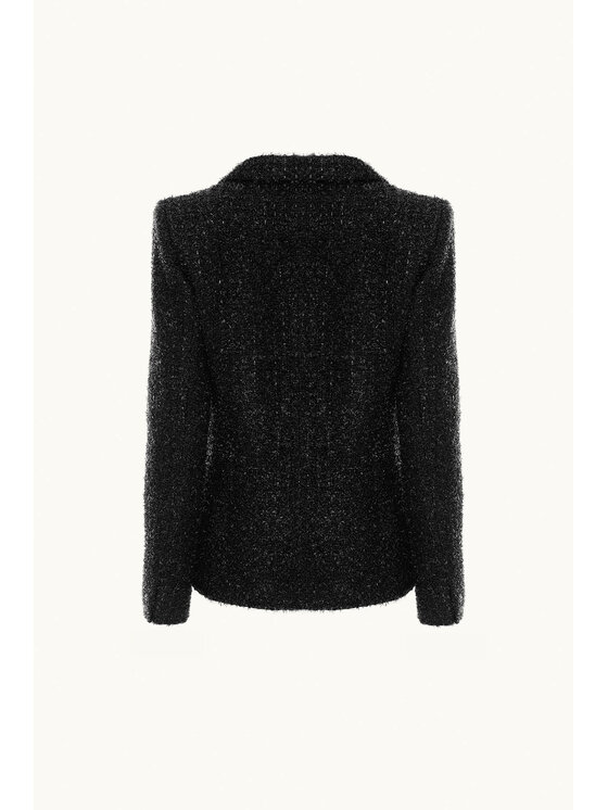 Epuzer Epuzer Giacca da abito Tweed blazer Nero Standard Fit
