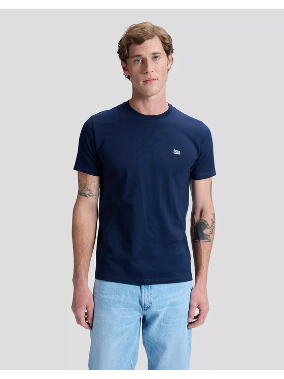Lee Lee T-Shirt SS PATCH LOGO TEE Niebieski Regular Fit